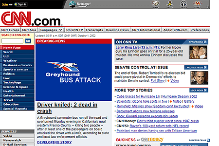 CNN.com website in 2002
