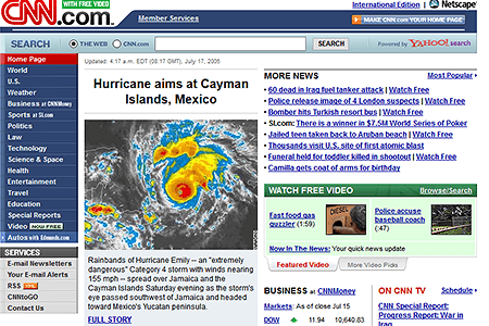 CNN.com website in 2005