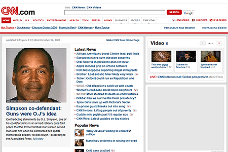 CNN.com website in 2007