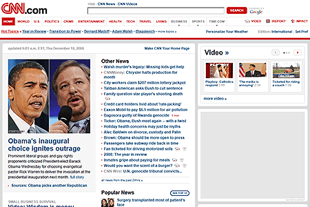 CNN.com website in 2008