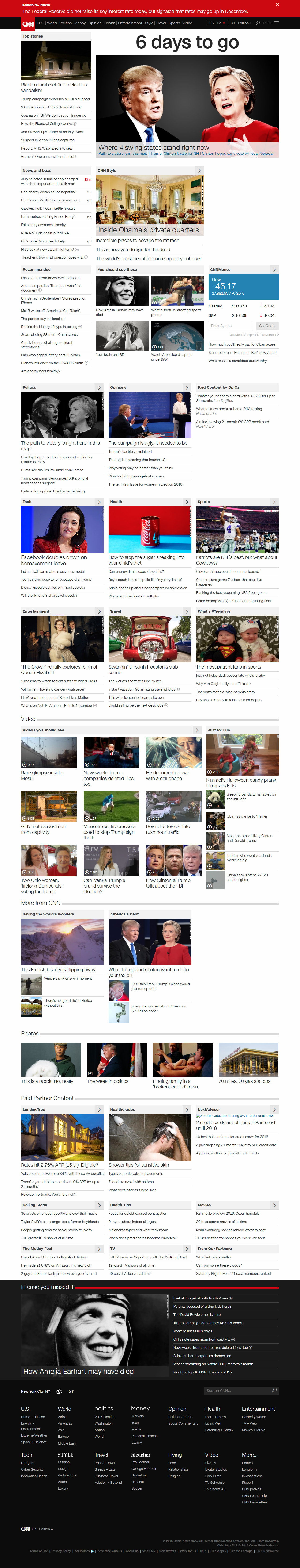 CNN.com website in 2016