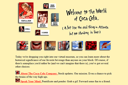 Coca-Cola website in 1996