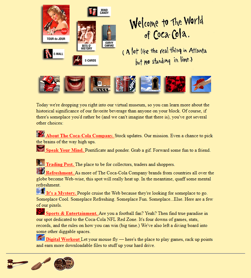 Coca-Cola website in 1996