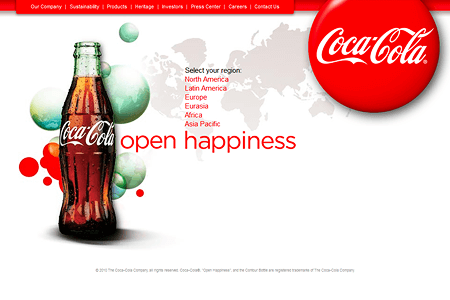 Coca-Cola website in 2010