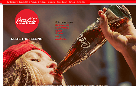 Coca-Cola website in 2016