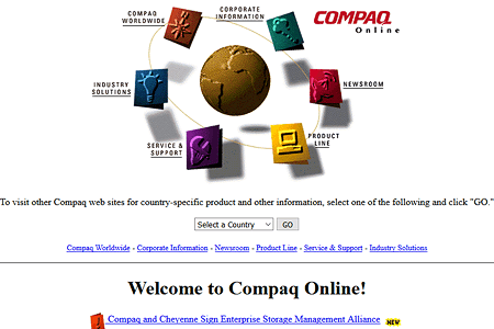 Compaq website in 1996