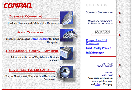 Compaq website in 1997