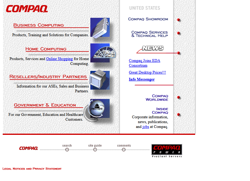 Compaq website in 1997