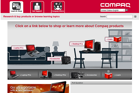 Compaq website in 2009