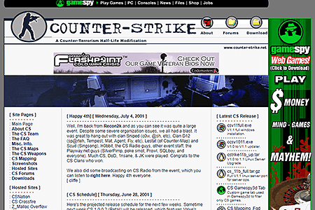 Counter-Strike website in 2001