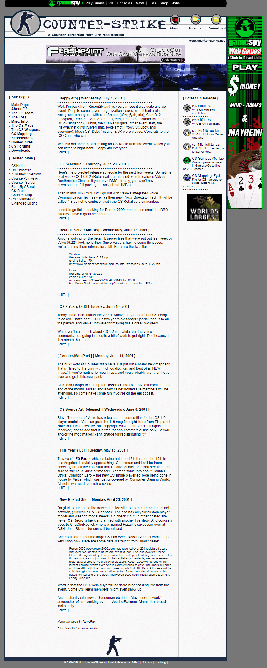 Counter-Strike website in 2001