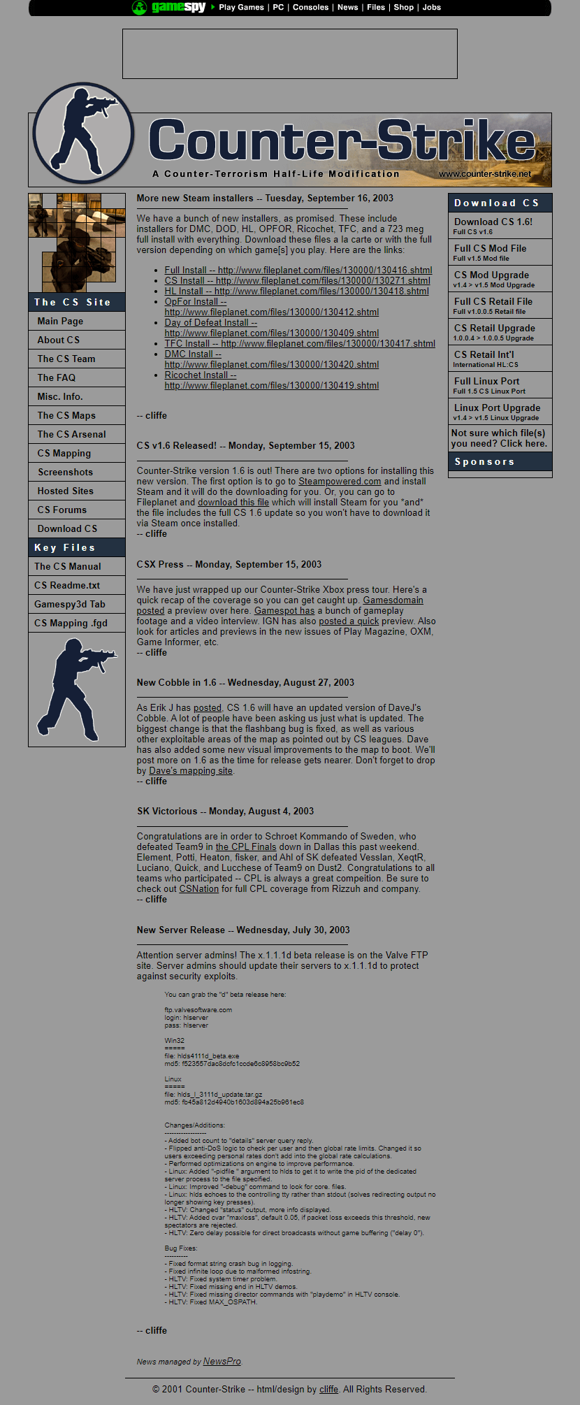 Counter-Strike website in 2003