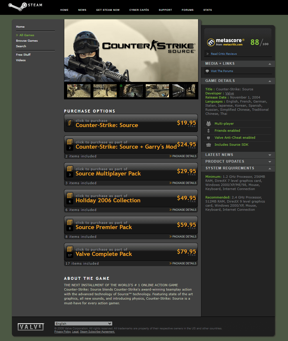 Counter-Strike website in 2006