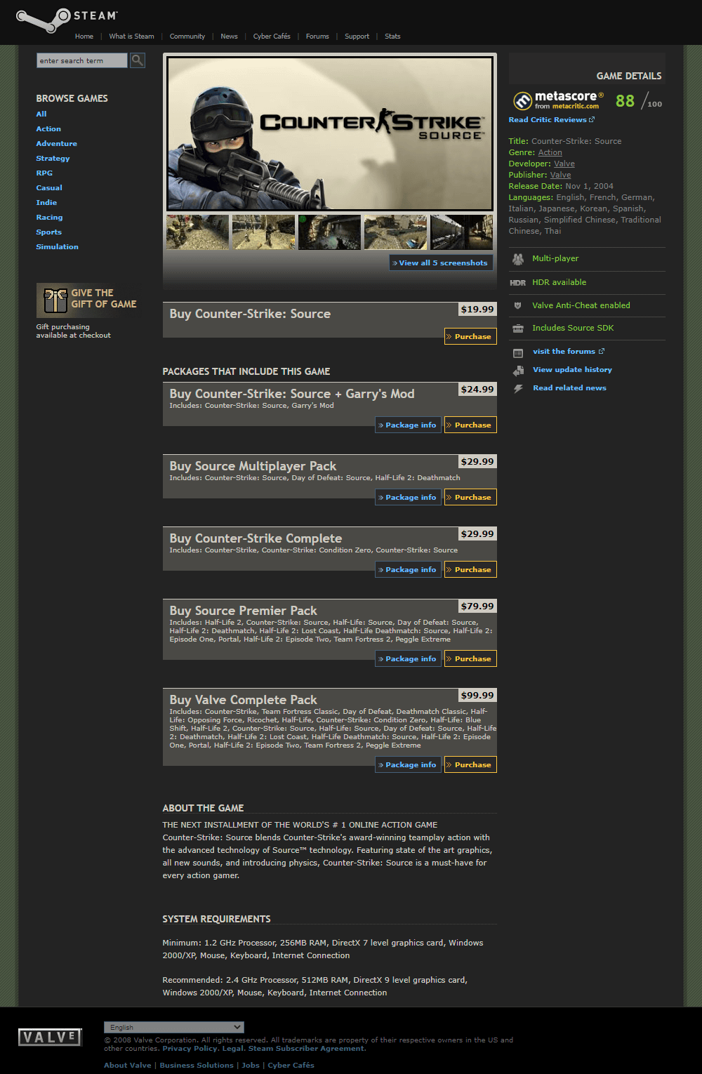 Counter-Strike website in 2008