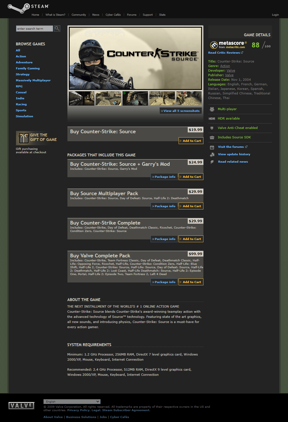 Counter-Strike website in 2009