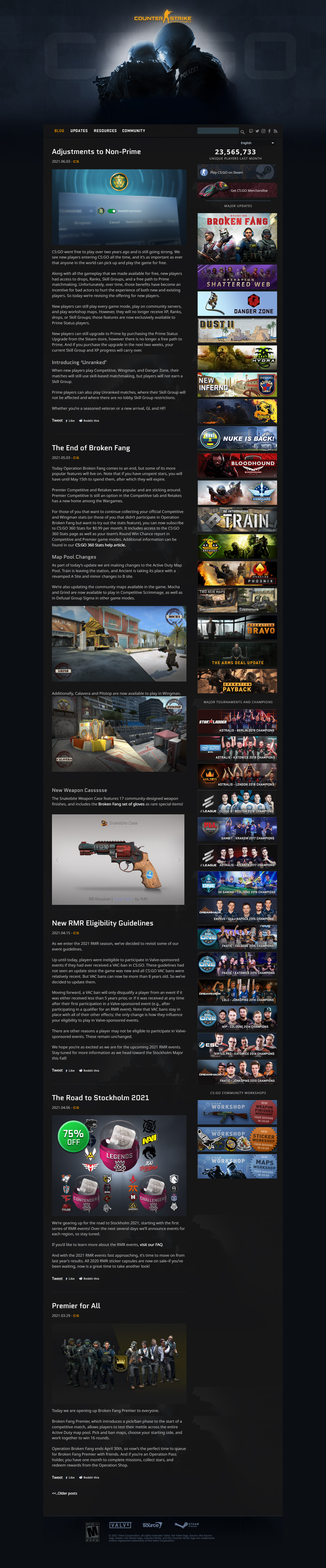 Counter-Strike website in 2021