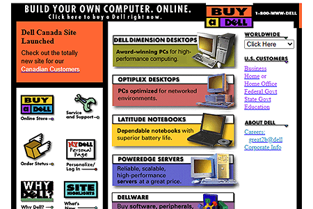 Dell website in 1997