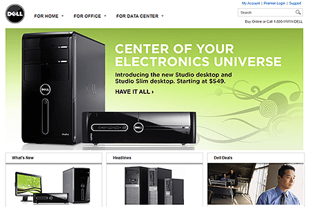 Dell website in 2008