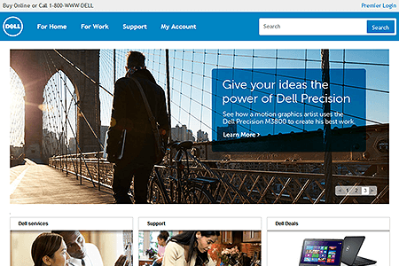 Dell website in 2013