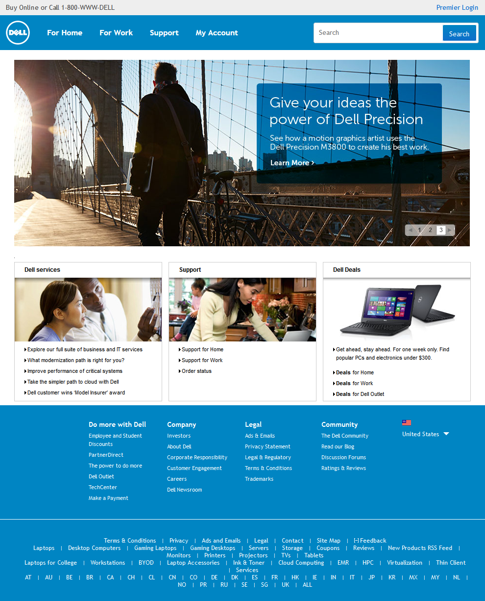Dell website in 2013