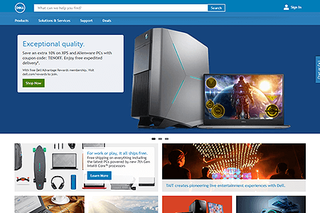 Dell website in 2016