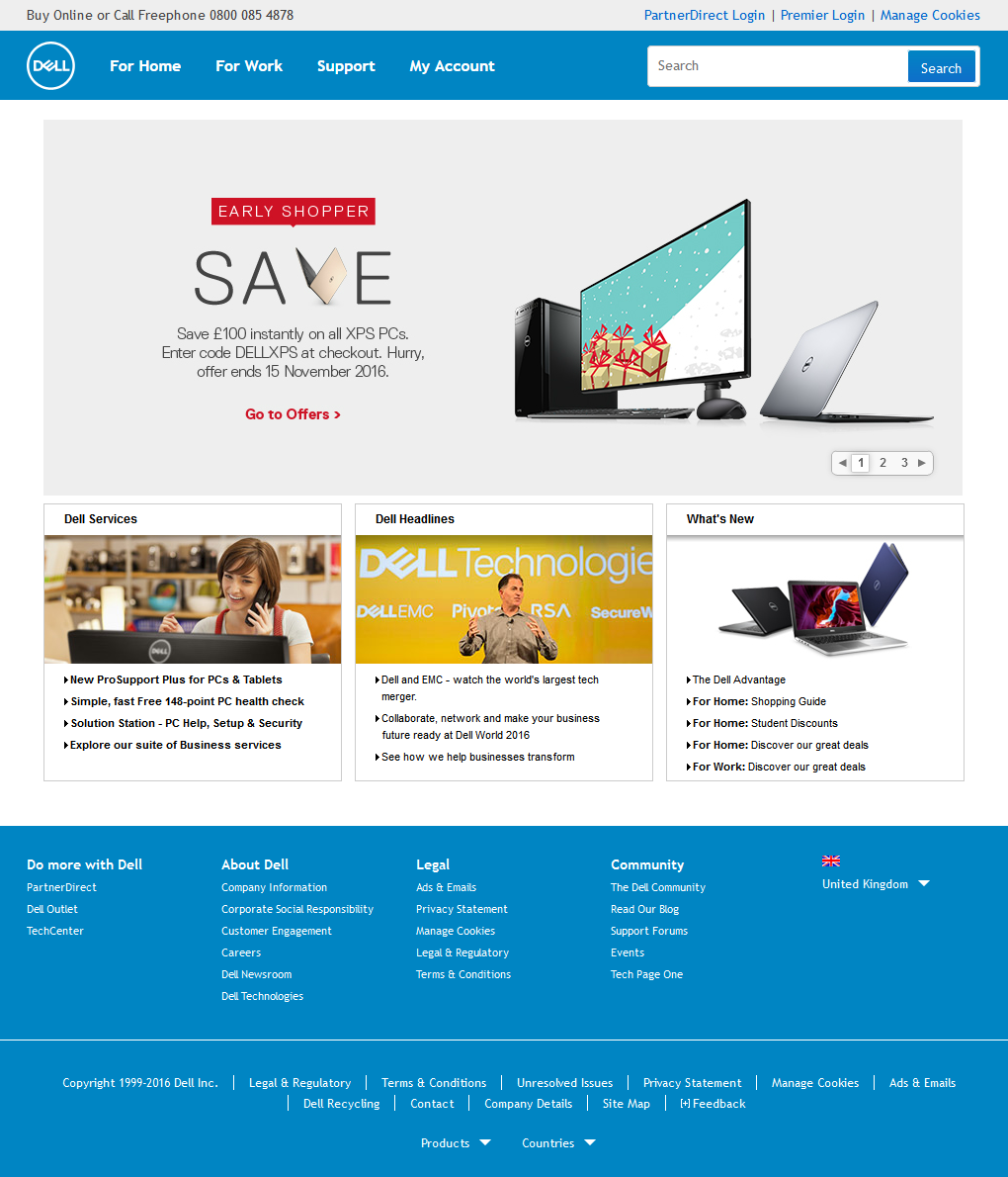 Dell website in 2016