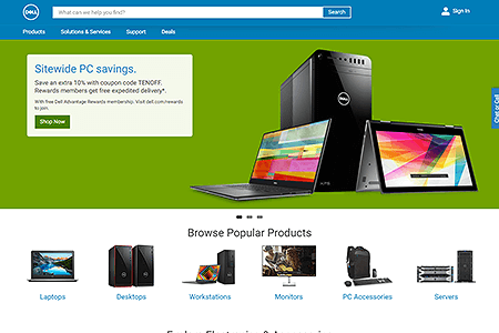 Dell website in 2017
