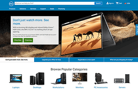 Dell website in 2019