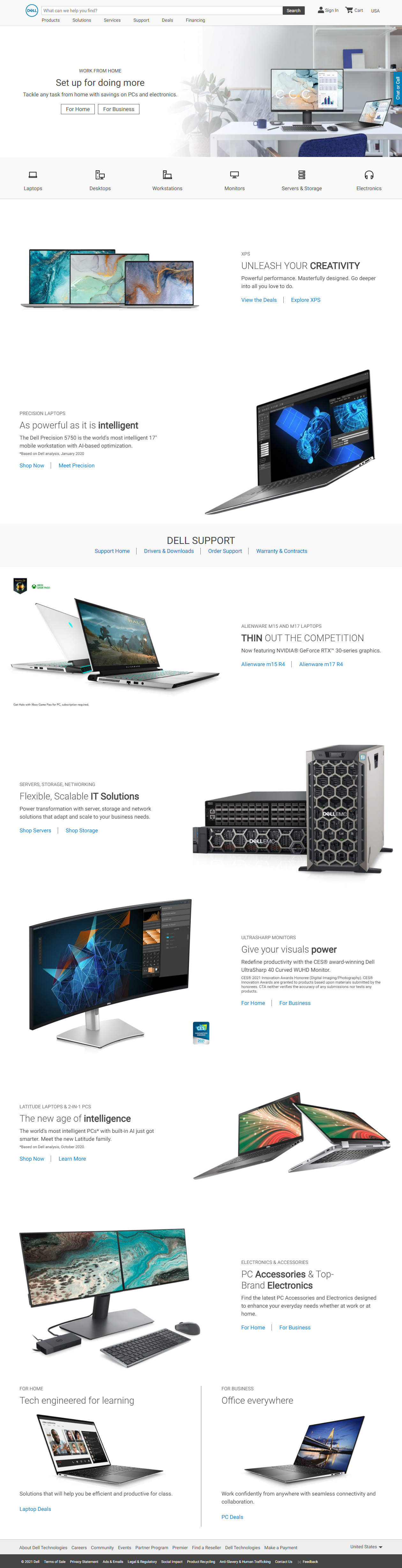 Dell website in 2021