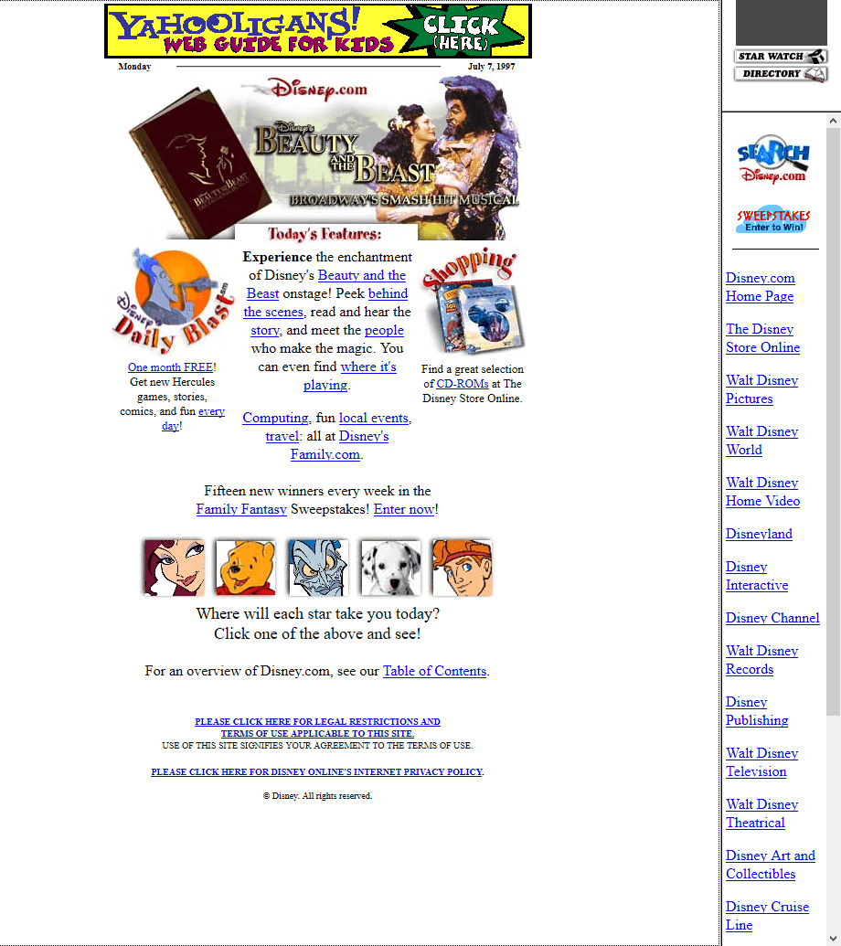 Disney website in 1997