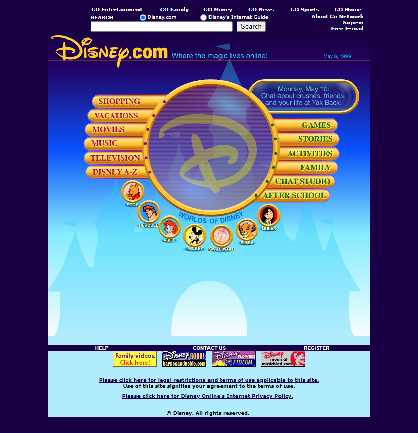 Disney website in 1999
