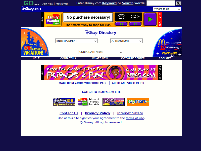 Disney website in 2000