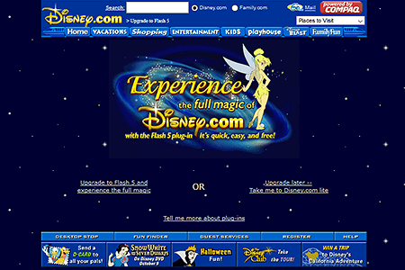 Disney website in 2001