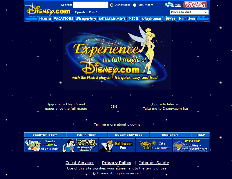 Disney website in 2001