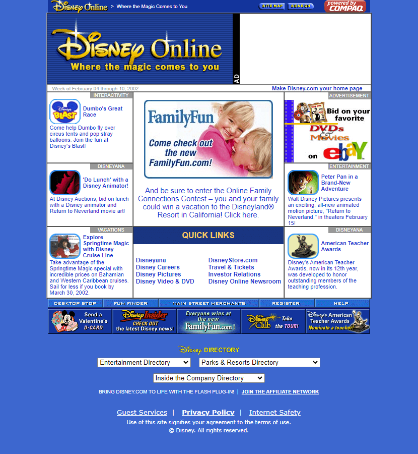Disney website in 2002
