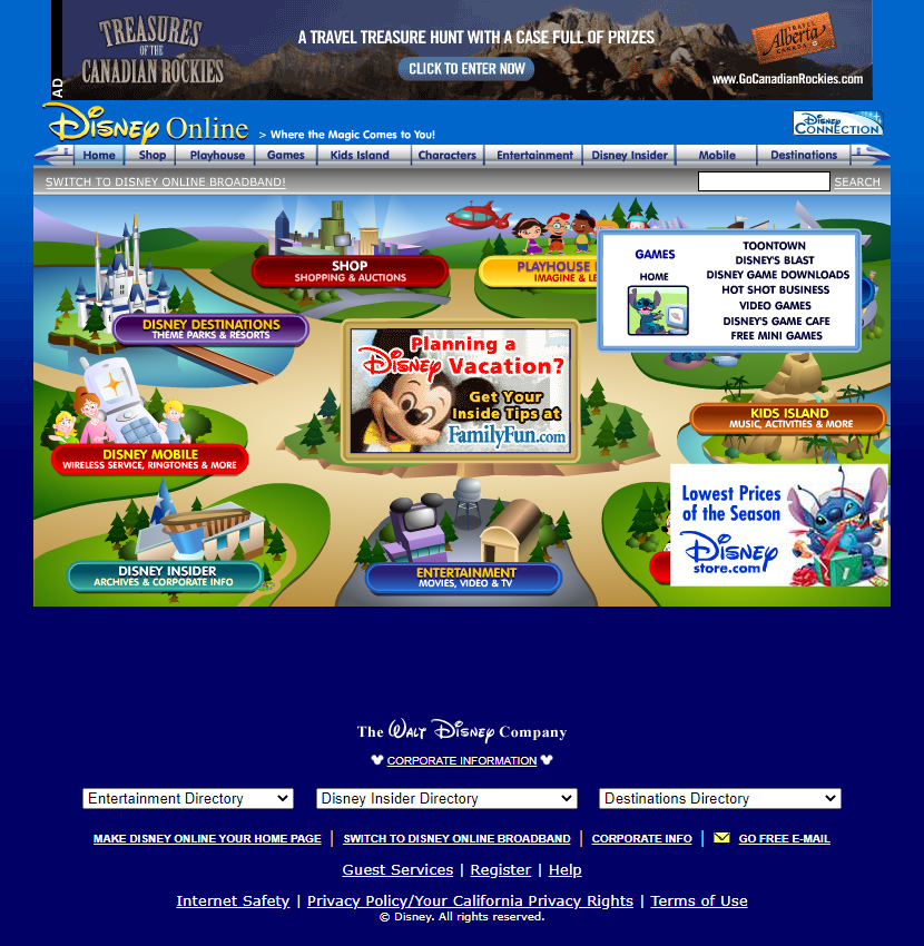 Disney website in 2006