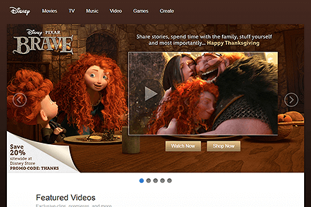 Disney website in 2012