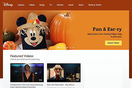 Disney website in 2014