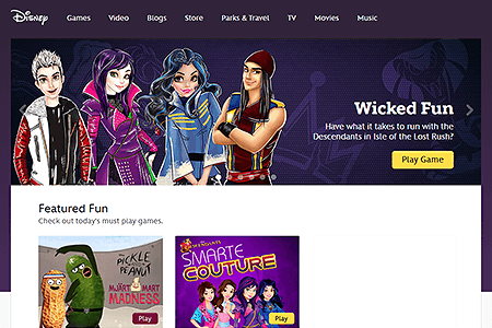 Disney website in 2015