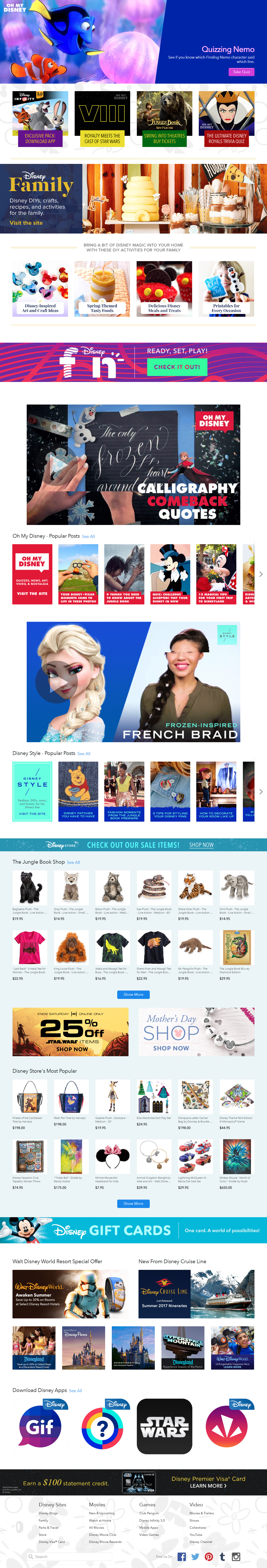 Disney website in 2016