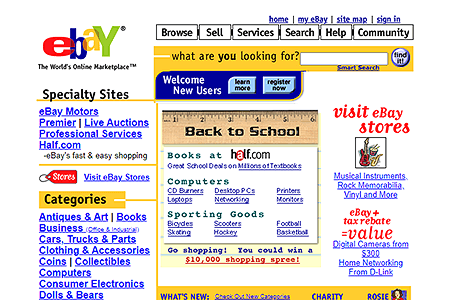 eBay website in 2001