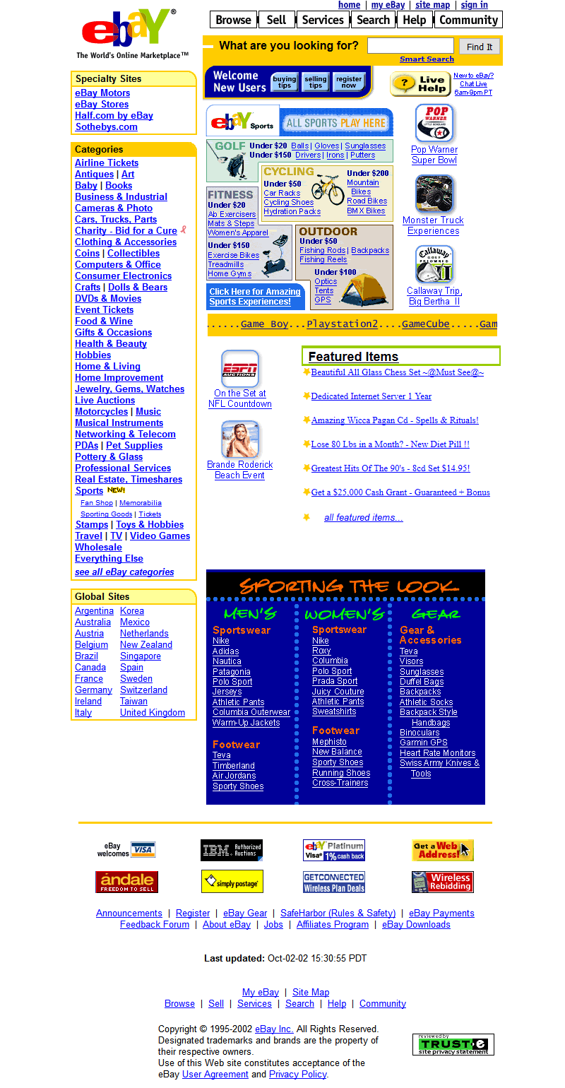 eBay website in 2002