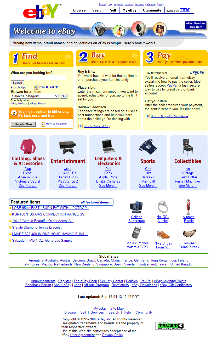 eBay website in 2004