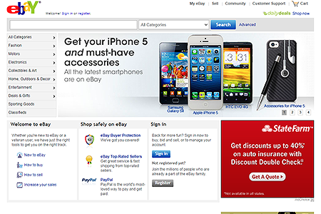 eBay website in 2012