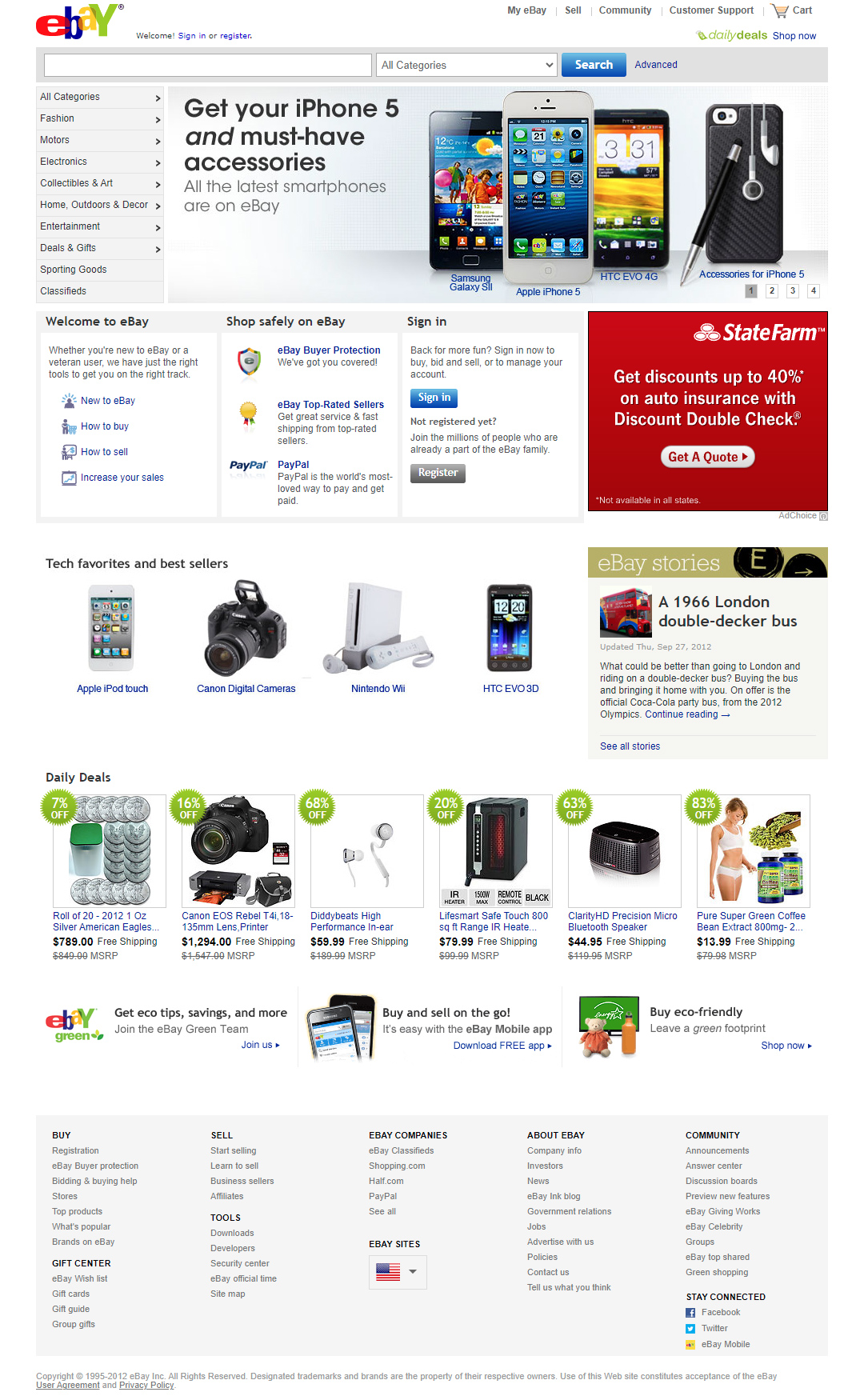 eBay website in 2012
