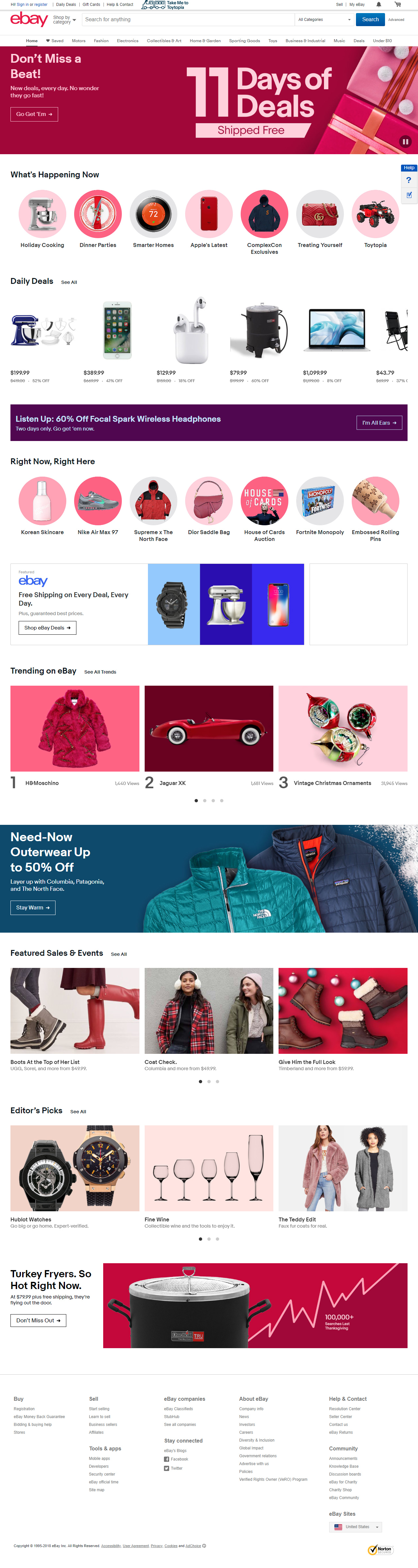 eBay website in 2018