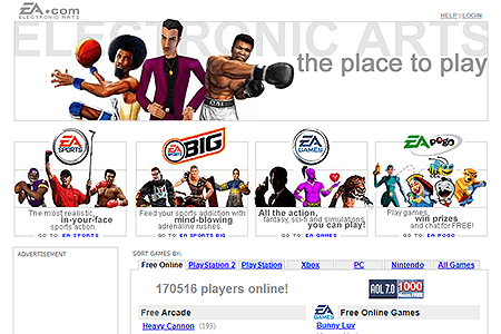 Electronic Arts website in 2002