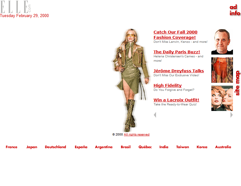 Elle website in 2000