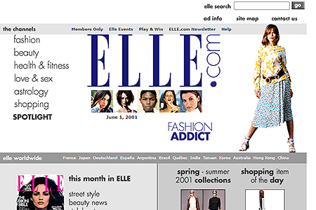 Elle website in 2001
