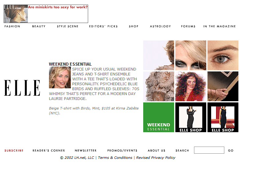 Elle website in 2002